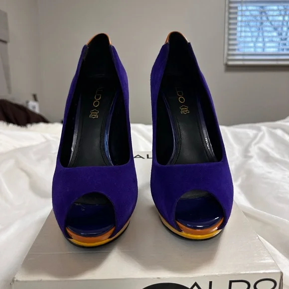 Aldo Purple and Orange Peep Toe Heels - Picture 4 of 6